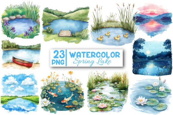 Download Watercolor Spring Lake Clipart - Lake clipart Collection
