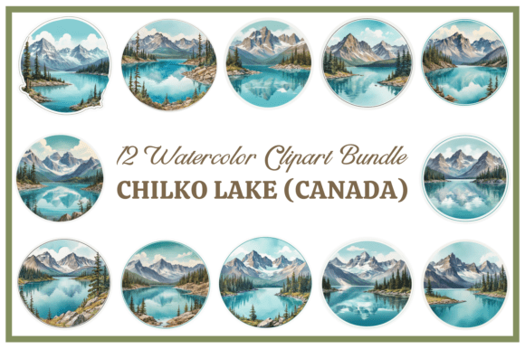 Download Chilko Lake Clipart Watercolor Bundle - Lake clipart Collection