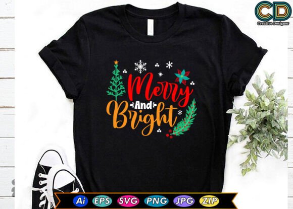Download Merry and Bright T-shirt Designs - Premium Resources